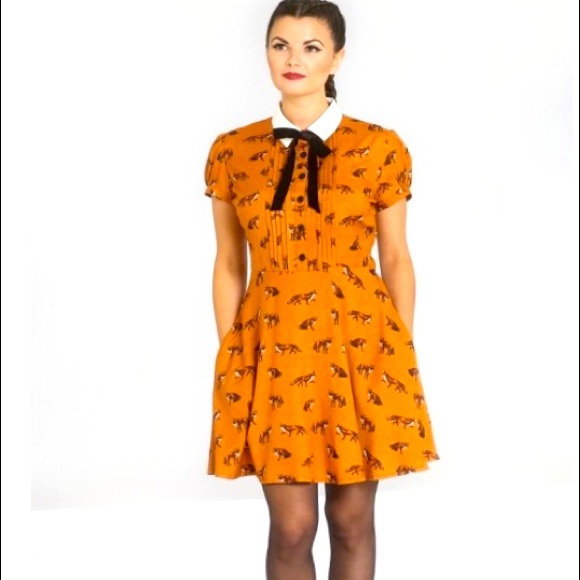 Hell Bunny Dresses & Skirts - Cute and hip Rockabilly dress polka dotted with little foxes!